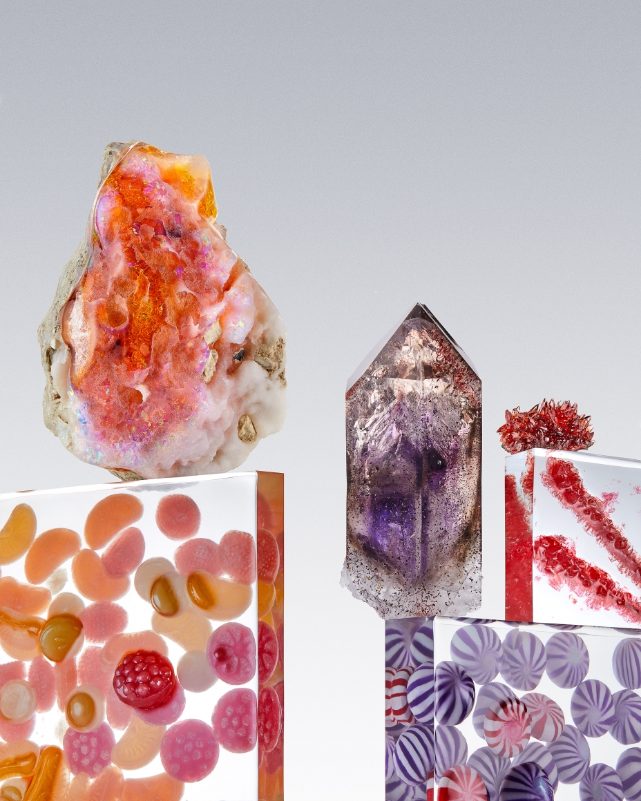 Candy Group with Amethyst, Opal, and Rhodochrosite